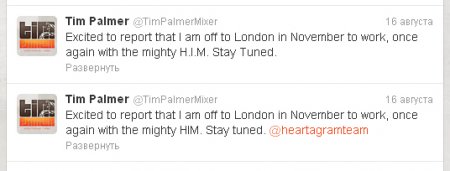 Тим Палмер снова с HIM!